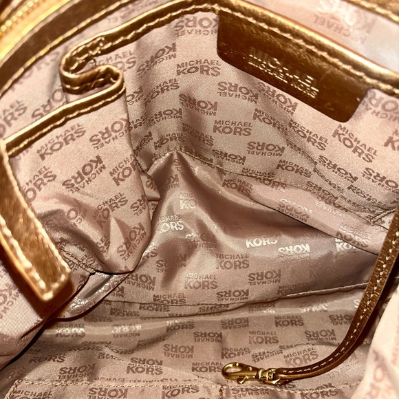 Michael Michael Kors Metallic Bronze Leather Shoulder Bag w/Front Pockets - Picture 5 of 6
